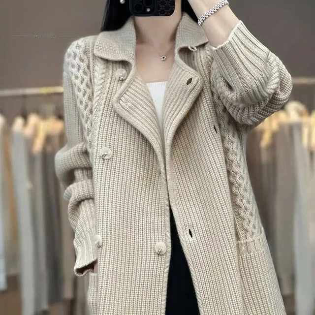 Double-breasted knit cardigan - Women