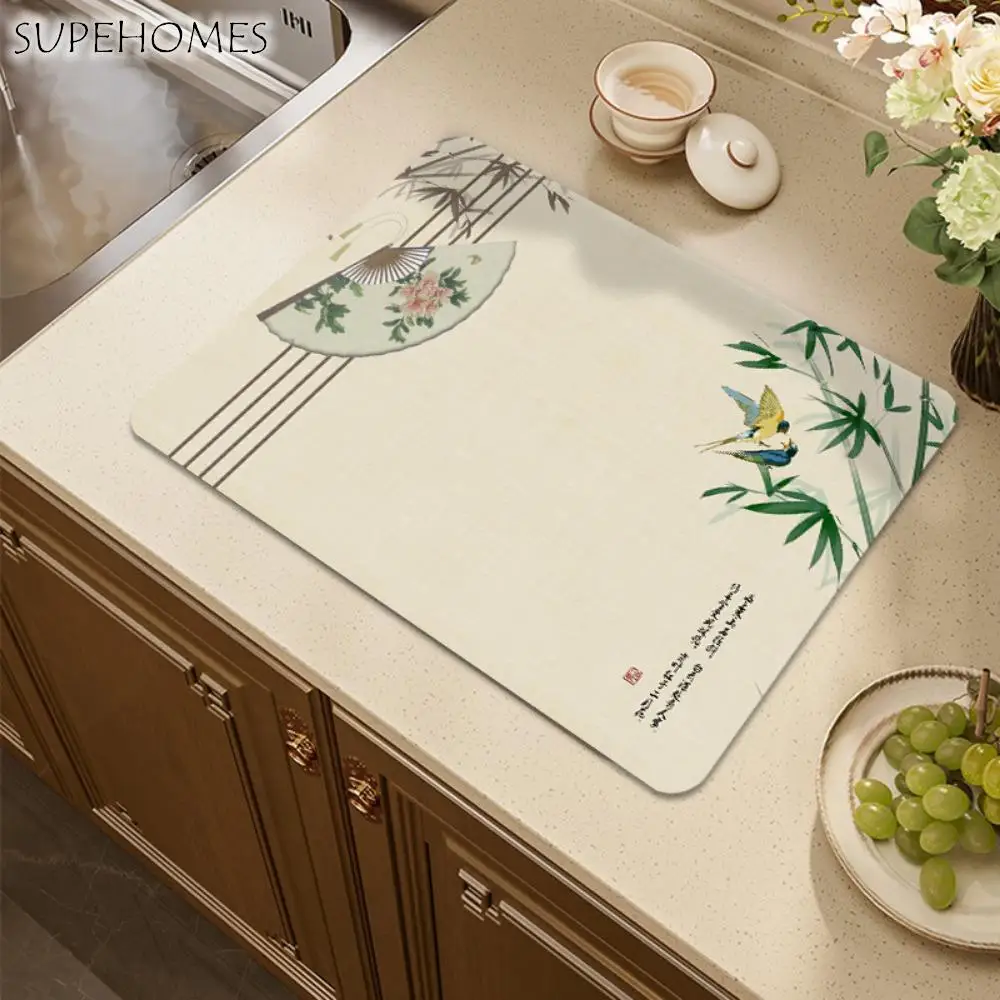 

Absorbent Insulation Pad Multifunction Anti Slip Waterproof Tableware Mat Oil Proof Diatom Mud Placemat For Kitchen