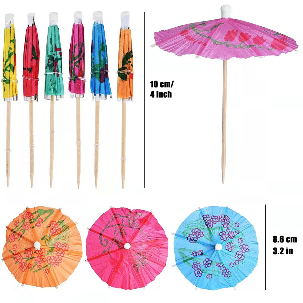 Drink Fruit Cake Sticks Mini Umbrella Paper Cocktail Parasols Wedding Decoration Baby Birthday Party Supplies 50Pcs cocktail parasols