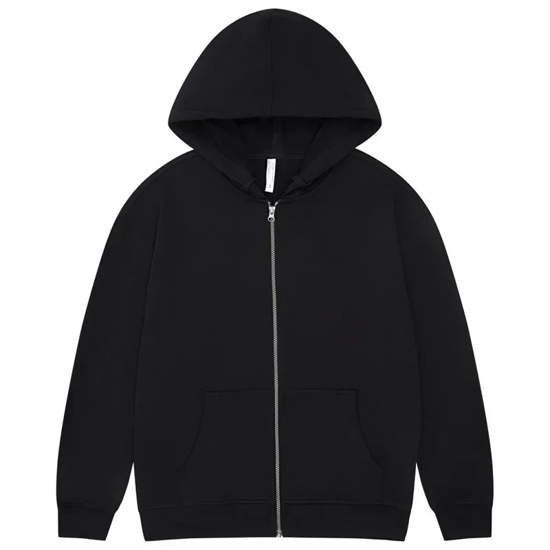 Men's New American Autumn and Winter Cotton Hooded Sweater YKK Zipper Cardigan Heavy Sweater Couple Casual Jacket