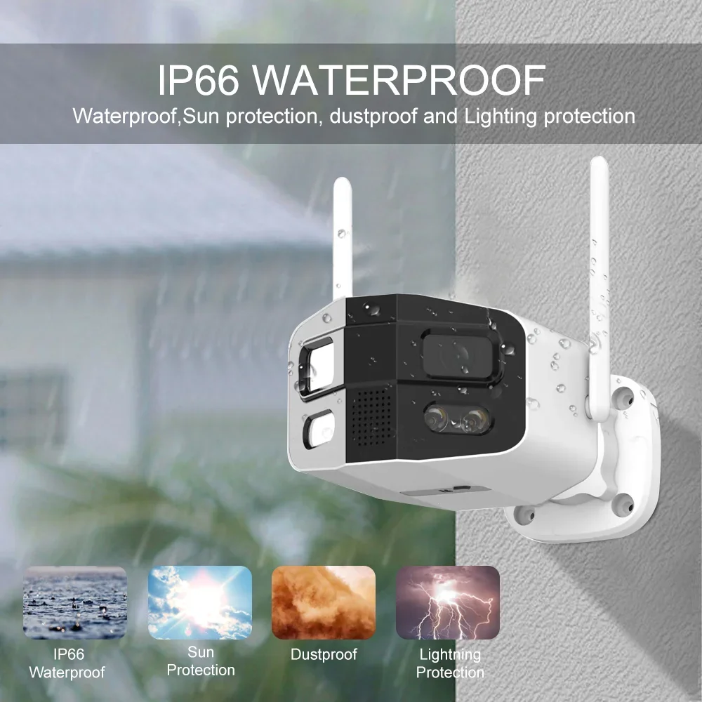 Tuya Smart Life 4K Dual-Lens Large wide 180°Security Outdoor With Color Night Vision Siren 2-Way Talk Waterproof WiFi IP Camera 6