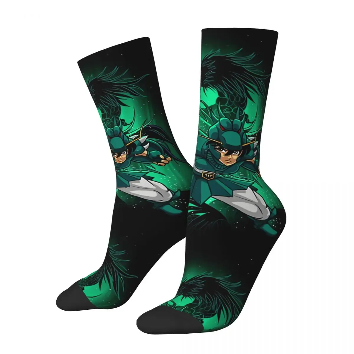 

Funny Happy Men's Socks Shiryu Of Dragon Retro Harajuku Saint Seiya Anime Hip Hop Novelty Crew Crazy Sock Gift Pattern Printed