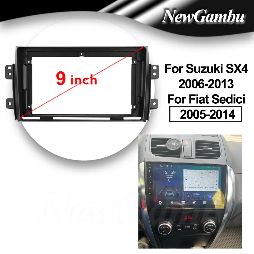 

9-дюймовая Автомобильная рамка NewGambu для Suzuki SX4 2006-2013 для Fiat Sedici 2005-2014, панель кабеля, отделка консоли, панель адаптера