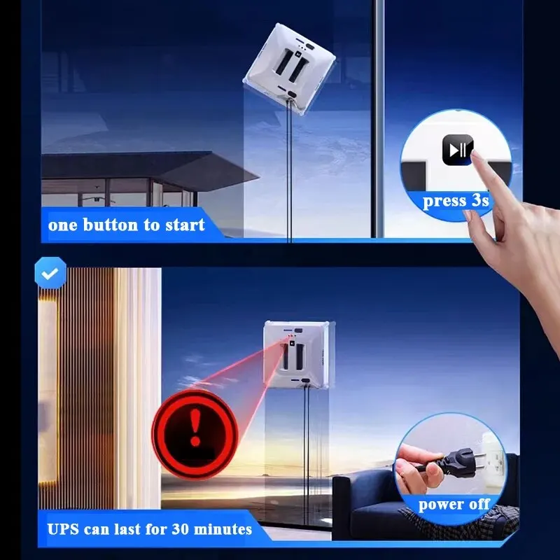Robot Window Cleaner With Sprayer Home Appliance Smart Remote Controls Glass Cleaning Wiper High Suction For Window Wall Washing 3