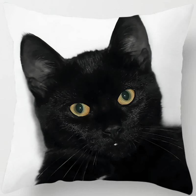 seat cushions Black cat printing square pillowcase, home decoration, car sofa cushion cover 45*45cm outdoor chair cushions Cushions