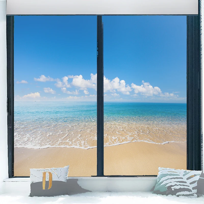Privacy Windows-folie, Chinese landschapsschilderij, glas-in-loodfolie Privacy Windows-folie, Chinese landschapsschilderij, glas-in-loodfolie
