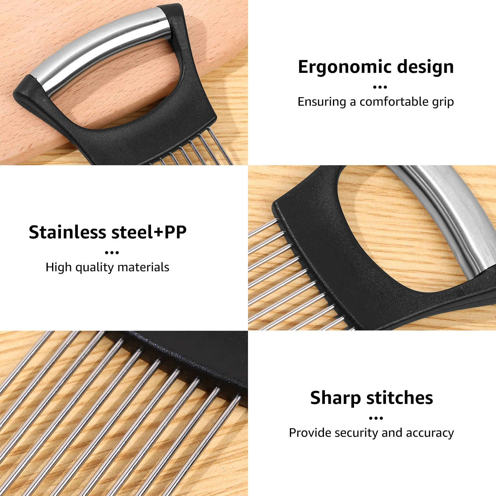 8/2pc Onion Slicers Assistant Tomato Onion Slicer Holder Stainless Steel Cutter Fork Kitchen Gadget Vege Cutting Fixing
