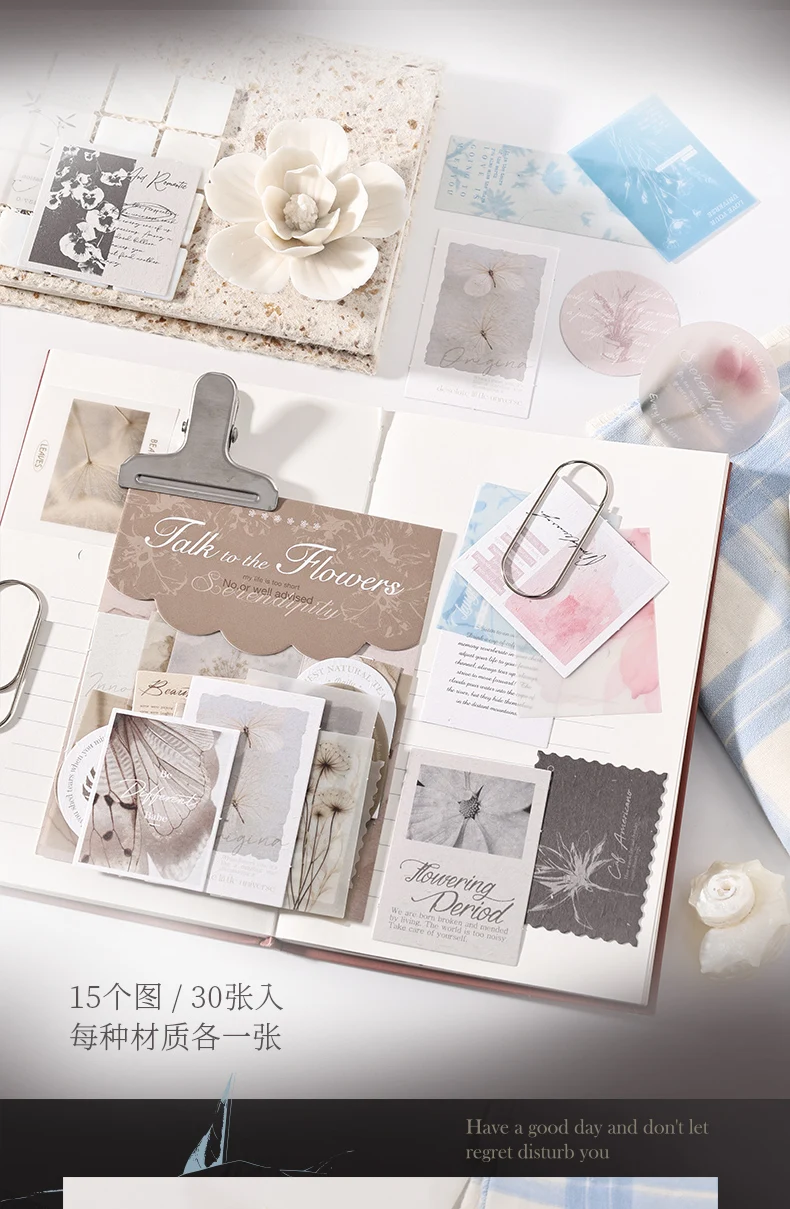 JIANQI 30 Stück Vintage-Papier für Telefon-Deko, Retro-Briefpapier, Lackmuspapier, Junk-Journal, Etikett, Scrapbooking-Material – Detail 4