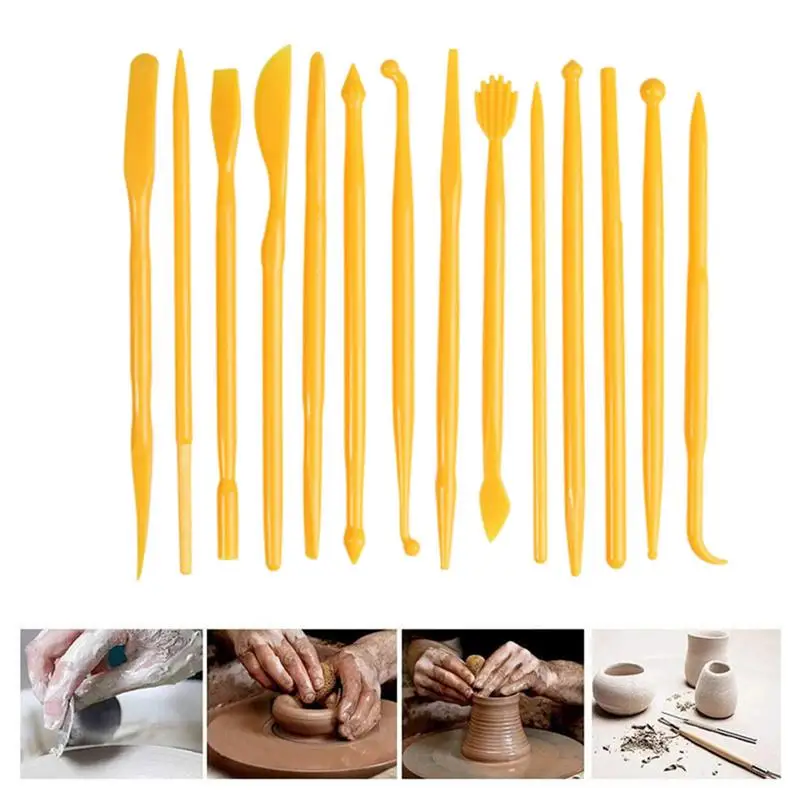 14Pieces Plastic Clay Sculpting Set Wax Carving Pottery Tools Polymer Modeling Clay Tools