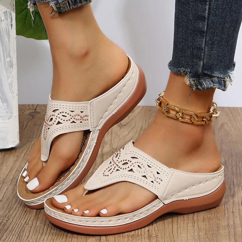 

Clip Toe Wedge Sandals Women Summer Thick Platform Beach Sandals Woman Plus Size Low Heels Gladiator Sandalias De Mujer