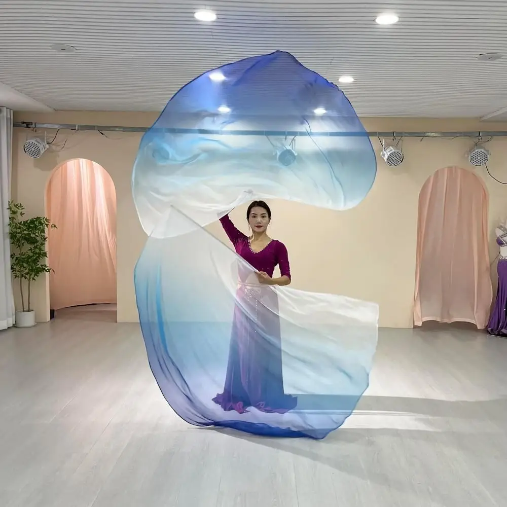 Belly Dance Props Gradient Half-circle Flag Colorful Gauze Scarf with Telescopic Stick Bellydance Stage Performance Accessories