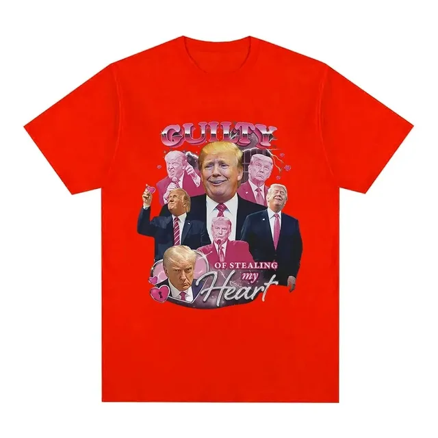 Funny Donald Trump Stealing My Heart Guilty T-shirt Men's and Women's High Quality Soft Casual Short sleeved T-shirt Unisex 3