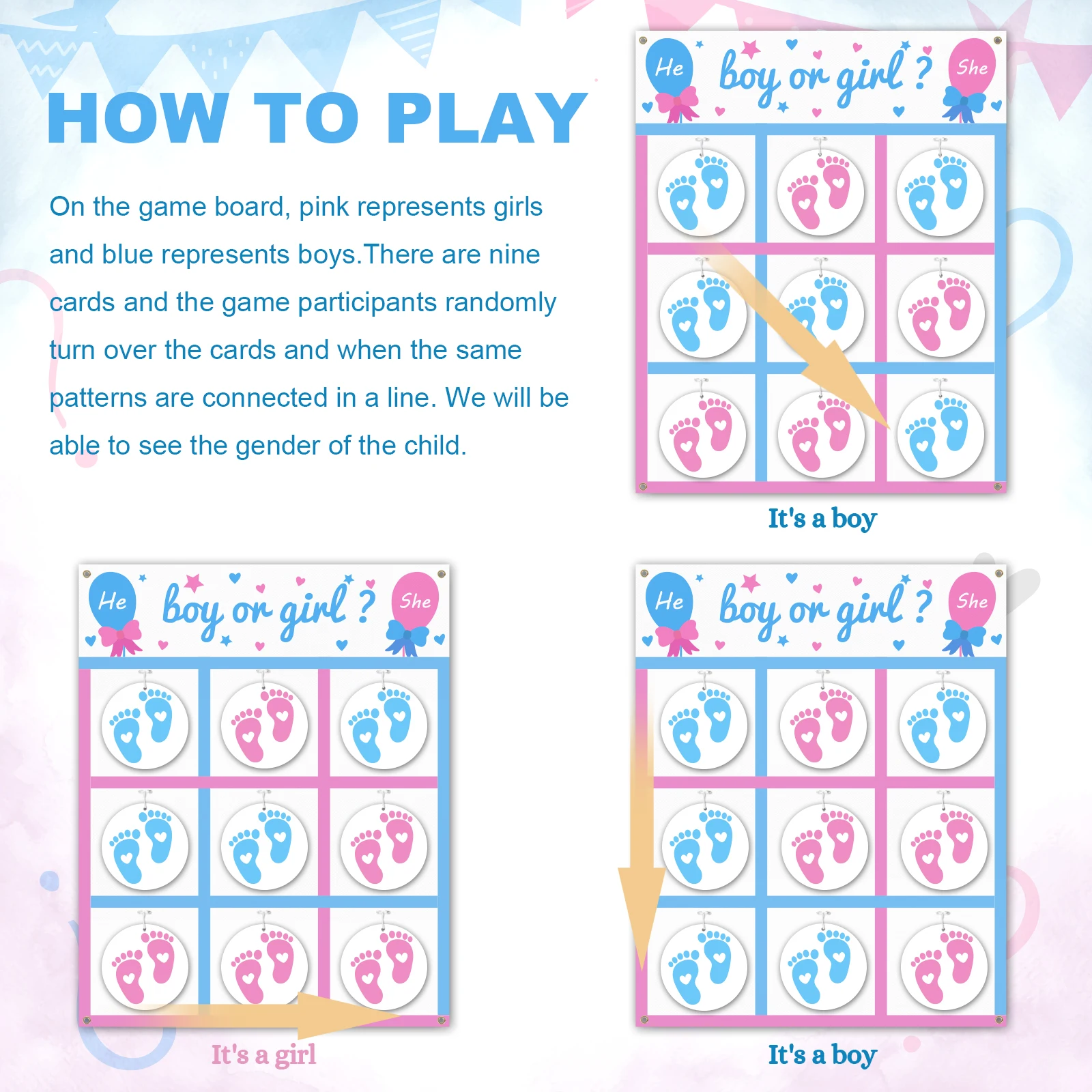 BLOOMWIN Gender Reveal Tic Tac Toe – Ideas de revelación de género de