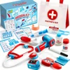JOYFY Kids Doctor Kit 16Pcs Pretend Play Medical Kit with Realistic Toy Stethoscope Reusable Record Cards for Toddlers Ages 3+