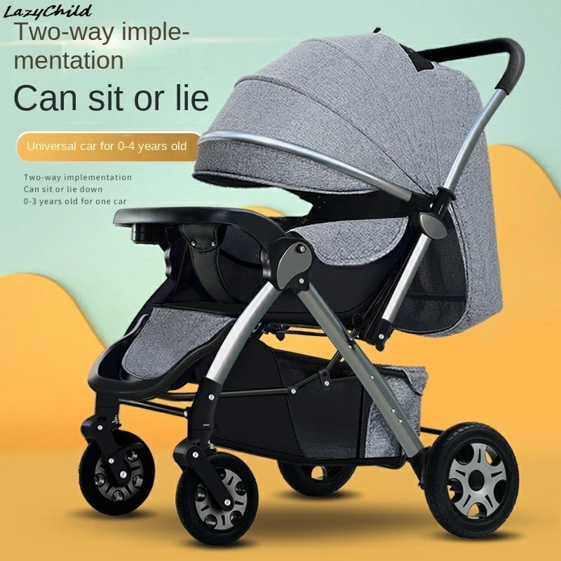 lazychild-pram-lightweight-can-sit-and-lie-down-multifunctional-children-two-way-baby-one-button-foldable-baby-walker-stroller