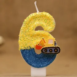 Charming Handmade Excavator Birthday Candle for Kids' Party Celebration (6)