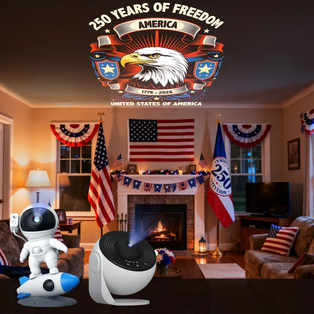 19-in-1 Galaxy Projector Starry Sky Night Light, 360° Rotate Planetarium Lamp with Independence Day Film Discs, LED Star Projector for Bedroom Home Decor, July 4th Patriotic Party Light, Kids Adults Gift, Timed & Adjustable Brightness