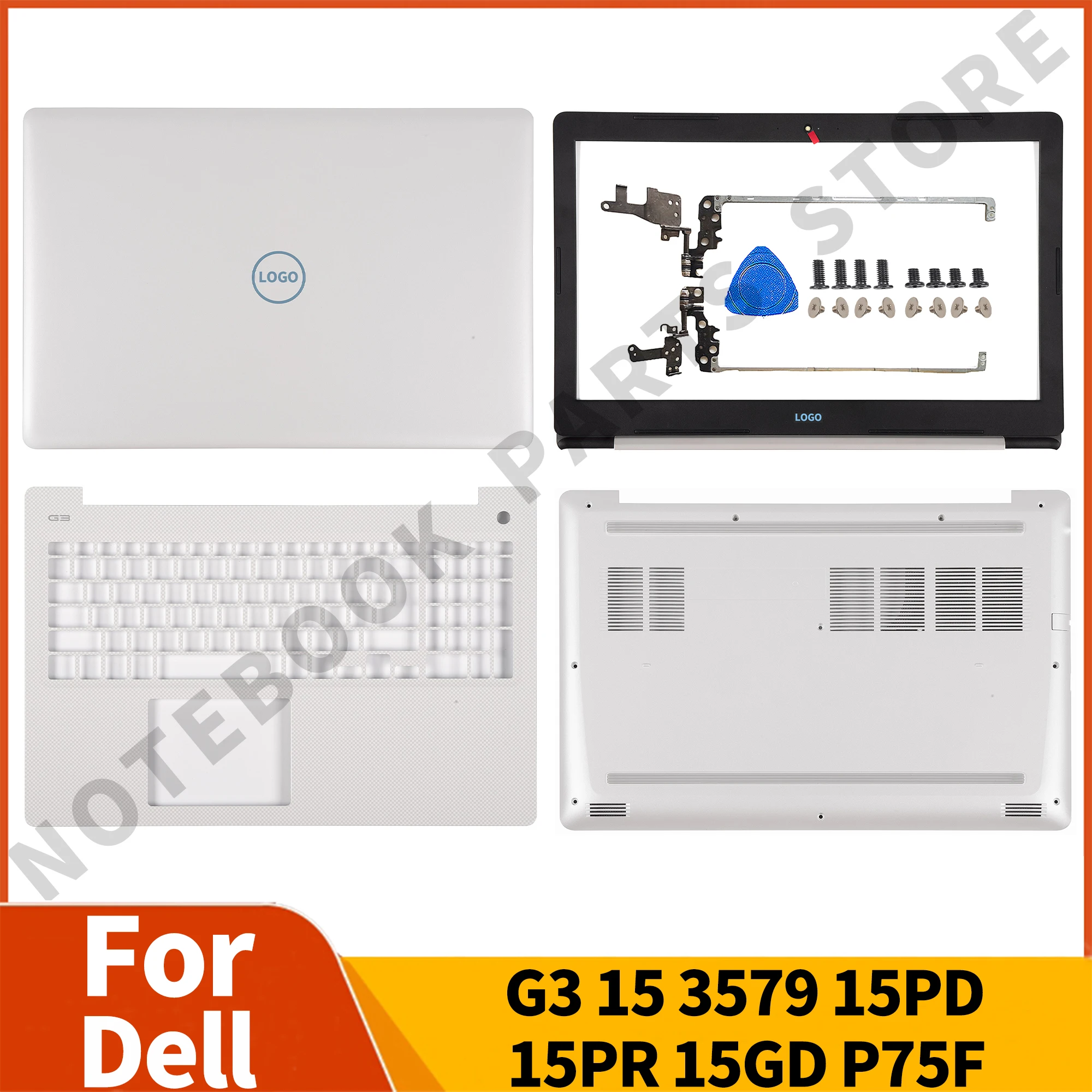 

New Parts For Dell G3 15 3579 15PD 15PR 15GD P75F White Original LCD Back Cover/Front Bezel/Palmrest/Bottom Case/Hinges Replace