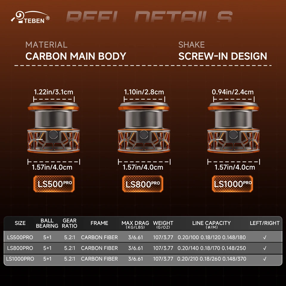 TEBEN カーボンファイバー炎軽量 109 グラム釣りスピニングリール 5 +