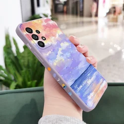 Sky-Inspired Artistic Phone Case - Elegant Blue Cloudy Design Cover for Samsung A02 (Light Purple)