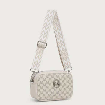 حقيبة كروس نسائية بتصميم ريترو M، حقيبة كتف أنيقة للسيدات، محفظة نقود معدنية بحزام عريض للنساء لتاريخ حفلات العمل