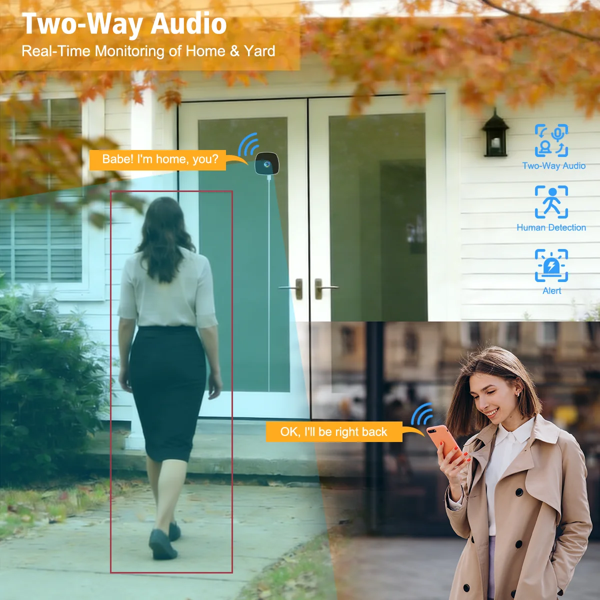 3MP HD Window Camera Mini Outdoor 2.4/5GHz Wi-Fi Cameras Full-Color Night Vision Two-Way Audio Motion Detection Security Camera 3