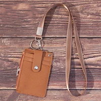 Fashion PU Leather Business ID Card Holder Credit Badge Holder Bus Cards Cover Coin Purse Wallet With Keychain 1