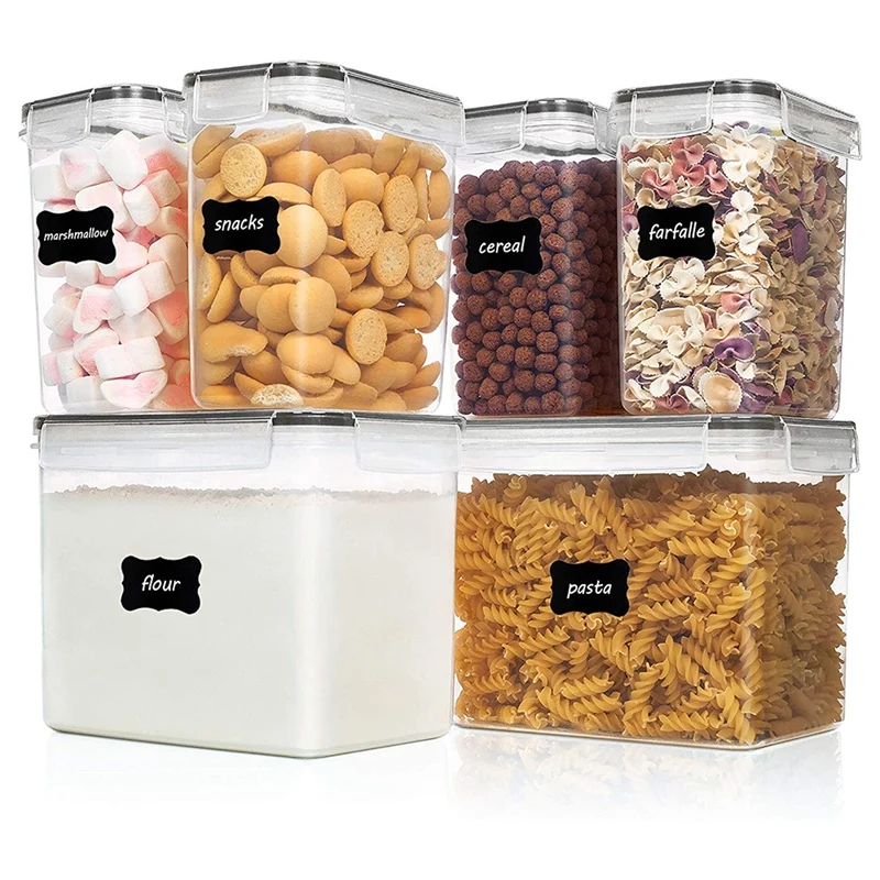 

Герметичные контейнеры для хранения пищевых продуктов, 6 шт., пластиковые Кухонные контейнеры для хранения без бисфенола А для сахара, муки и выпечки