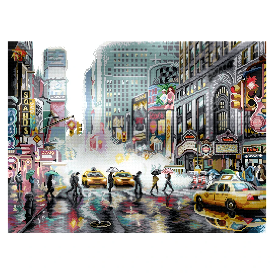 Joy Sunday Cross Stitch Kit New York City Cross Stitch Patterns Embroidery Kit Print Fabric Crosstitch Needlework