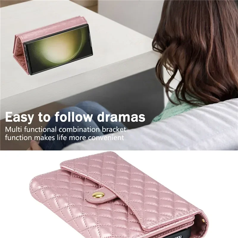 Crossbody Leather Zip Wallet Phone Case with Wrist Strap and Flip Cover