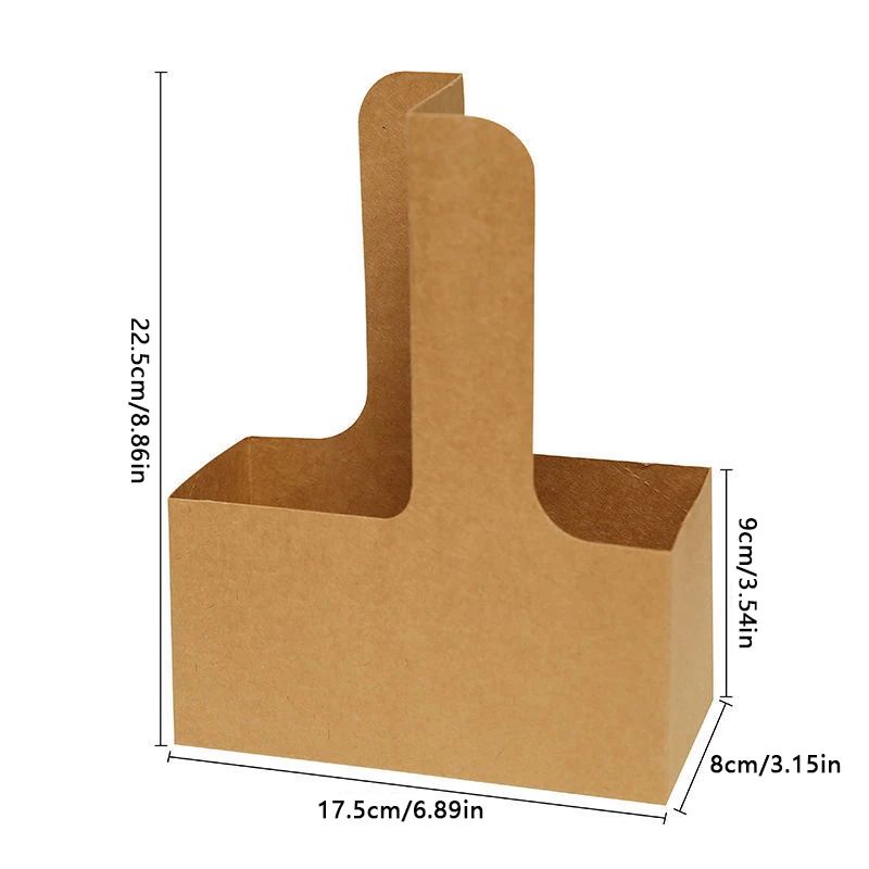 10pcs Portable Flower Gift Bag Kraft Paper Holder Coffee Flower Cake Dessert Packaging Box Photo Favor Drink Carrier With Handle