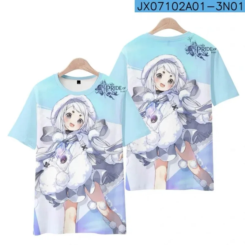 Red: pride of eden 3d printing T-shirt summer fashion around neck short sleeve popular game anime streetwear