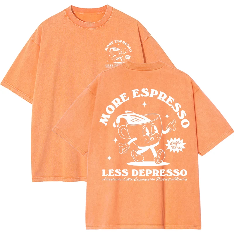 Espresso-Inspired Graphic Women's Tee - Cotton Blend, Washed Style, Breathable & Versatile Top