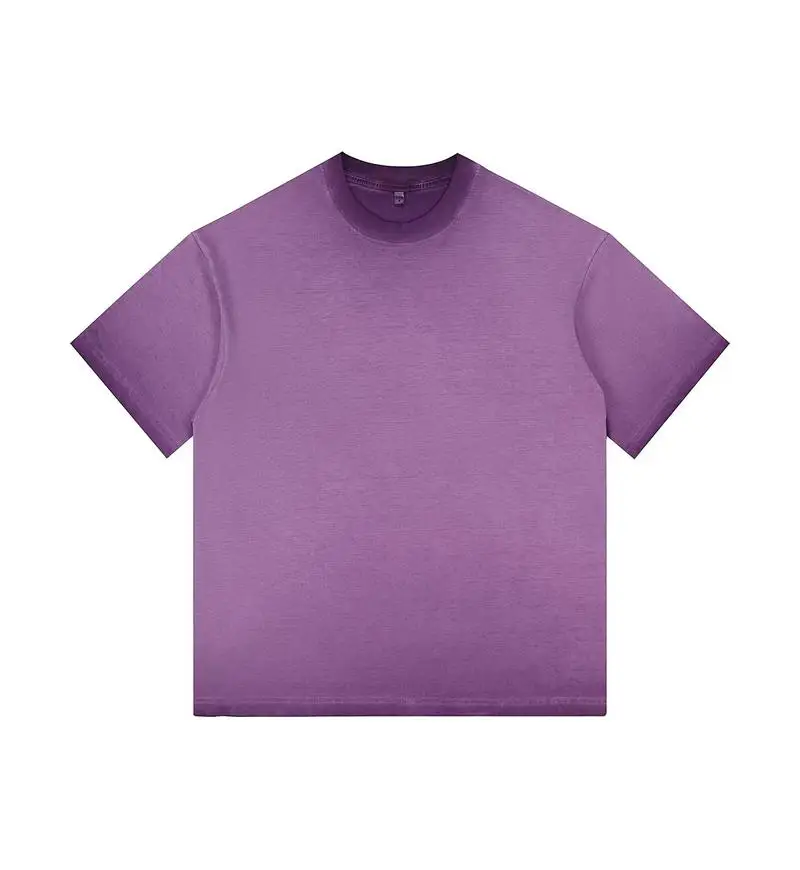 Vintage Gradient Short-Sleeve Unisex Casual Loose-Fit Cotton Tee