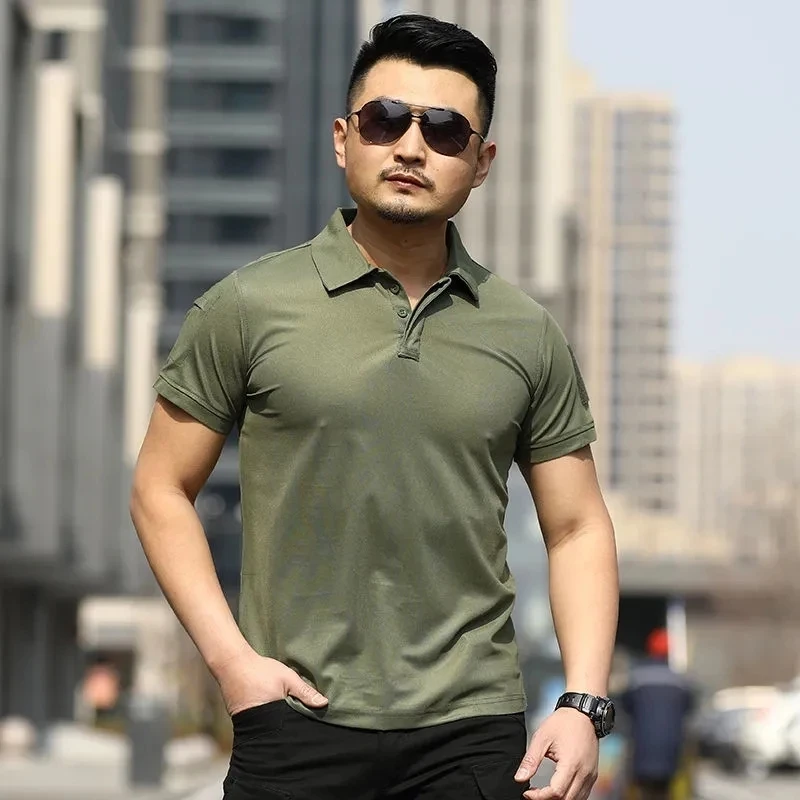 Tactical Shirt Short Sleeve Men's Polo T shirt Summer Outdoor Sports Fast Dry Breathable Military Army Combat Causal Tops