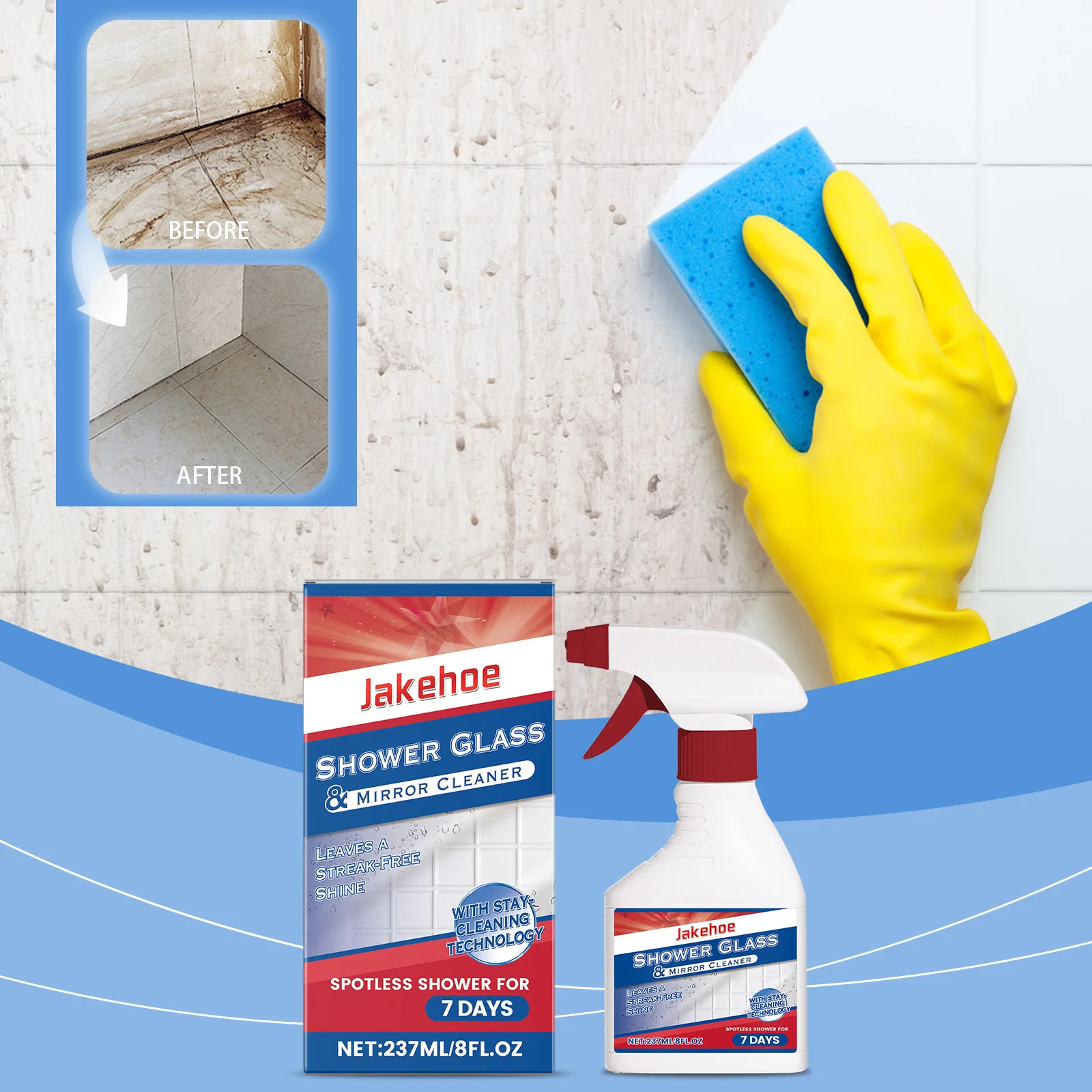 237 474 711 1185ml Shower Glass Cleaner Powerful Scale Soap Stain Remover Anti-Fog Eco-Friendly Professional