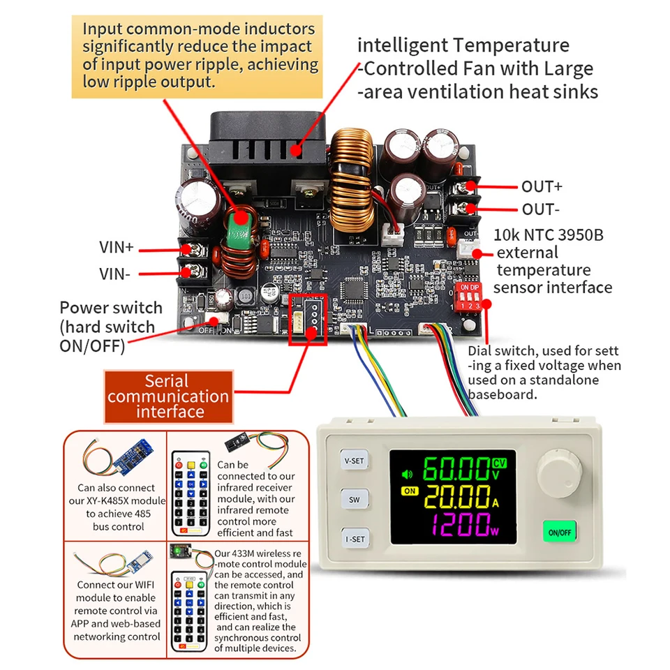 XY6020LV CNC adjustable DC voltage regulator XY6015LV adjustable