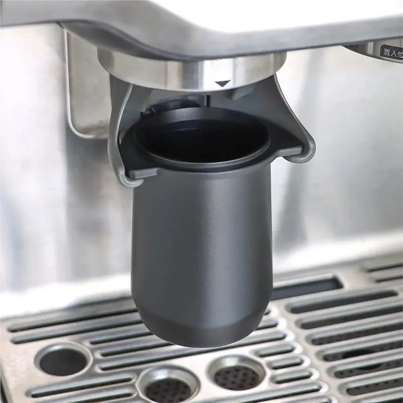 Tasse Doseuse Tasse de Dosage de Café 58mm 150ml Tasse de Poudre de Café  Universelle en Acier Inoxydable Mains Libres pour Machine à Café(Gris noir)