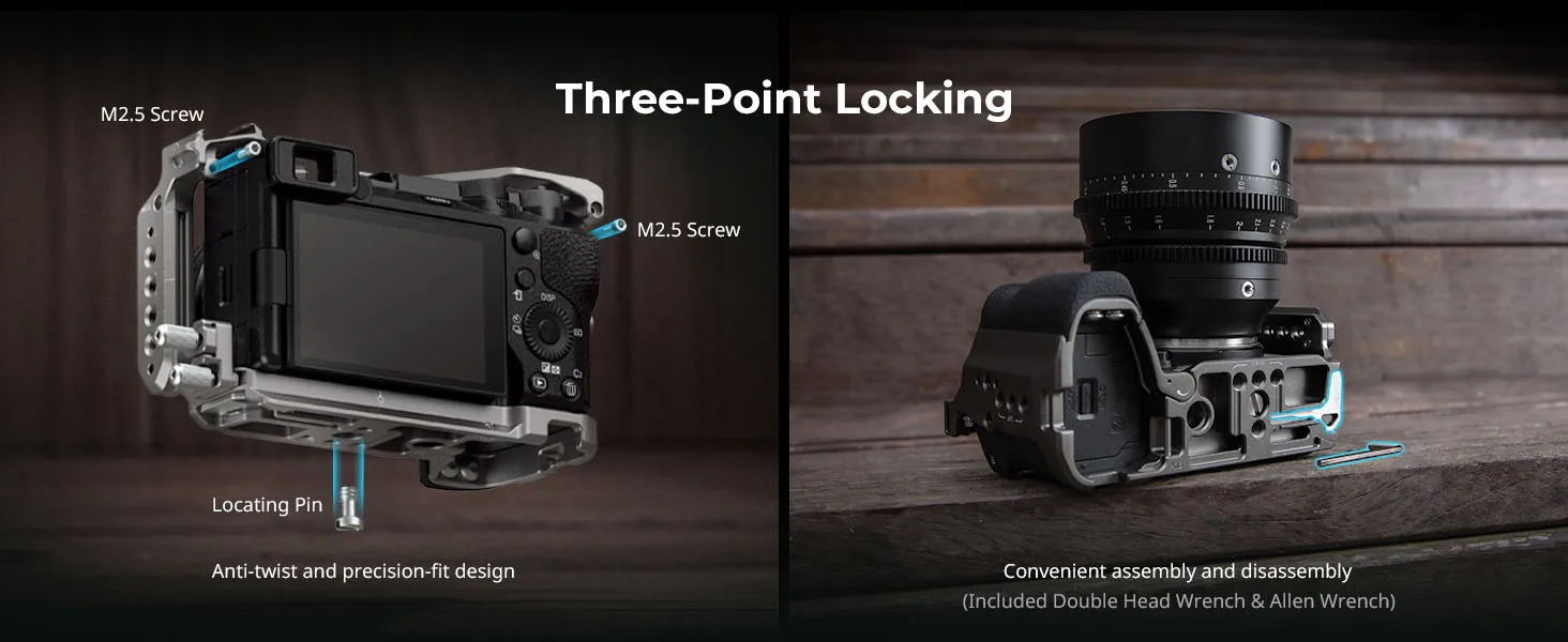 A6700 Cage HawkLock Quick Release Cage Kit for Sony Alpha 6700 w Silicone Grip &