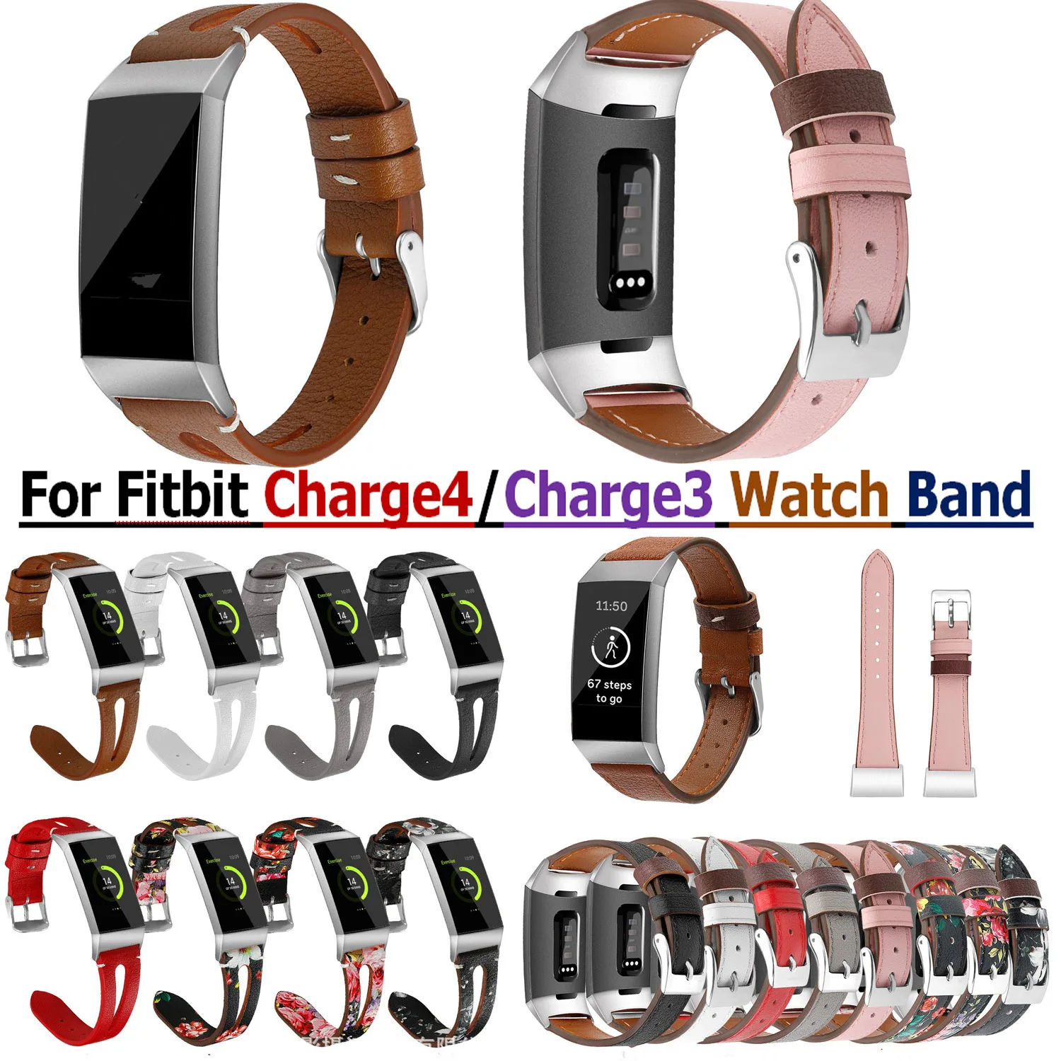 Leder Armband Band Für Fitbit Gebühr 4/Charge3 Armband Ersatz Smart Uhr