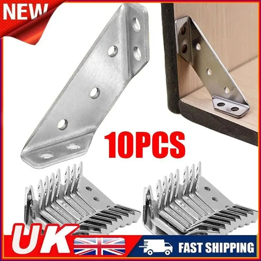 Description Picture 2 of item10Pcs Corner Brackets Furniture Corner Connector Stainless Steel Triangle Support Fasteners Cabinets Chairs Universal Bracket