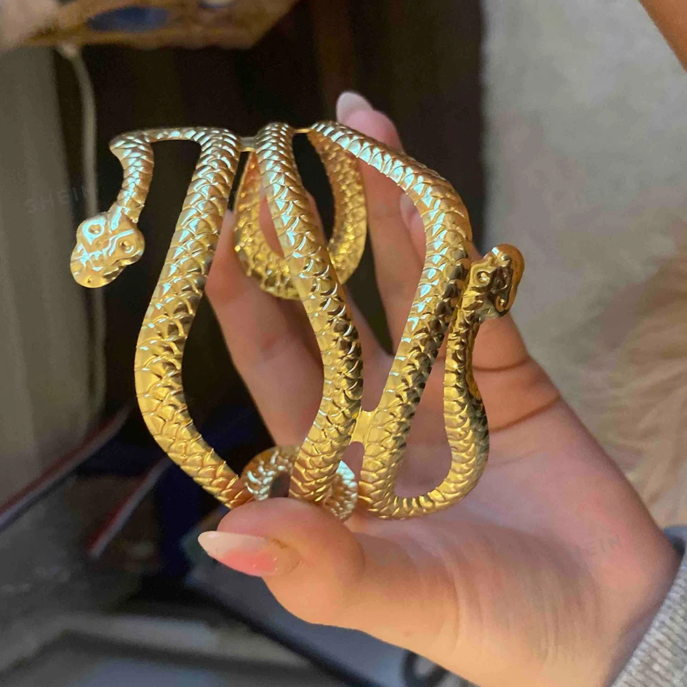 Snake Upper Arm Cuff Bangle Bracelet for Women Teens Adjustable Open Cuff Costume Jewelry
