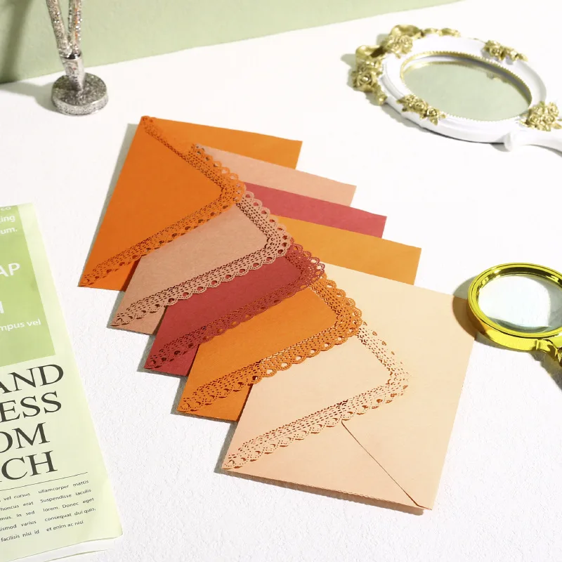 10pcs Colorful Hollow Triangle Envelope Laser Engraving Lace Birthday Wedding Invitation Wedding Invitation vintage envelope