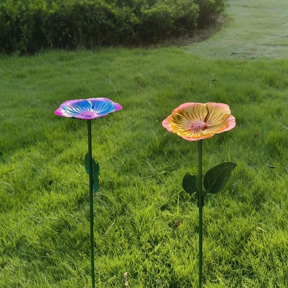 Vasca per Uccelli a Forma di Fiore in Ferro, Pratica e Resistente, Grande Capacità, Ciotola per Alimentazione Uccelli da Esterno/Patio - immagine 3