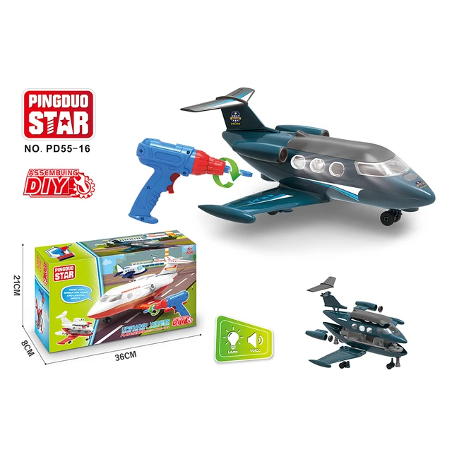 DIY Disassembly Police Car Plane Building Block Educational Children Puzzle Toys For Kids Electric Drill Assembly Vehicle Toys 6