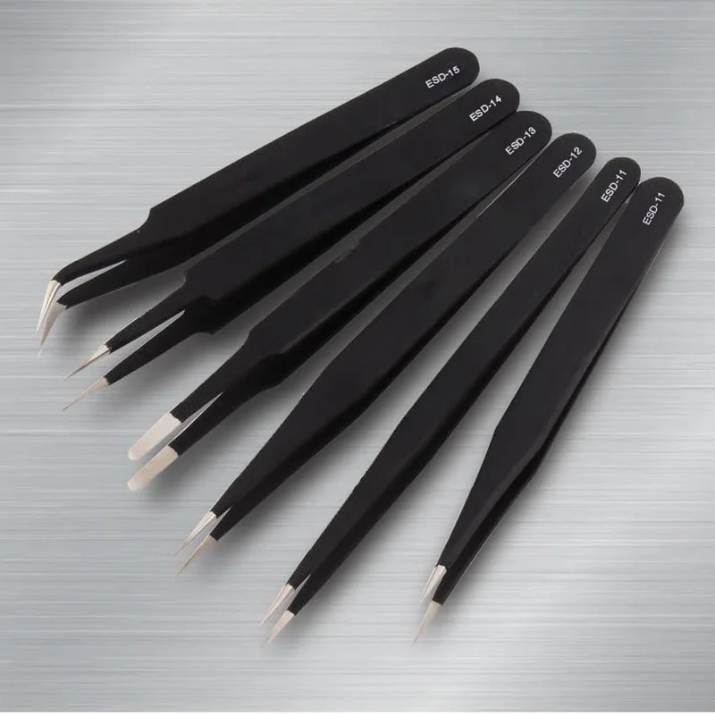 Multifunctional Stainless Steel Anti-static Tweezers Pointed Elbow Bird's Nest Clip Grafting Eyelash Clip Electronic Repair Tool precision tweezers,tweezer tool,esd anti static tweezers,soldering tweezers,phone repair tweezers