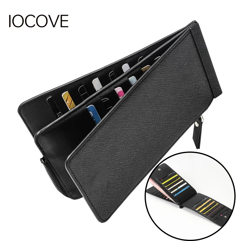 

IOCOVE Fashion Men Wallet Multi Card Holder Case Leathe Long Women Wallet with Zipper Pocket Money Clip Coin Purse Clutch Phone