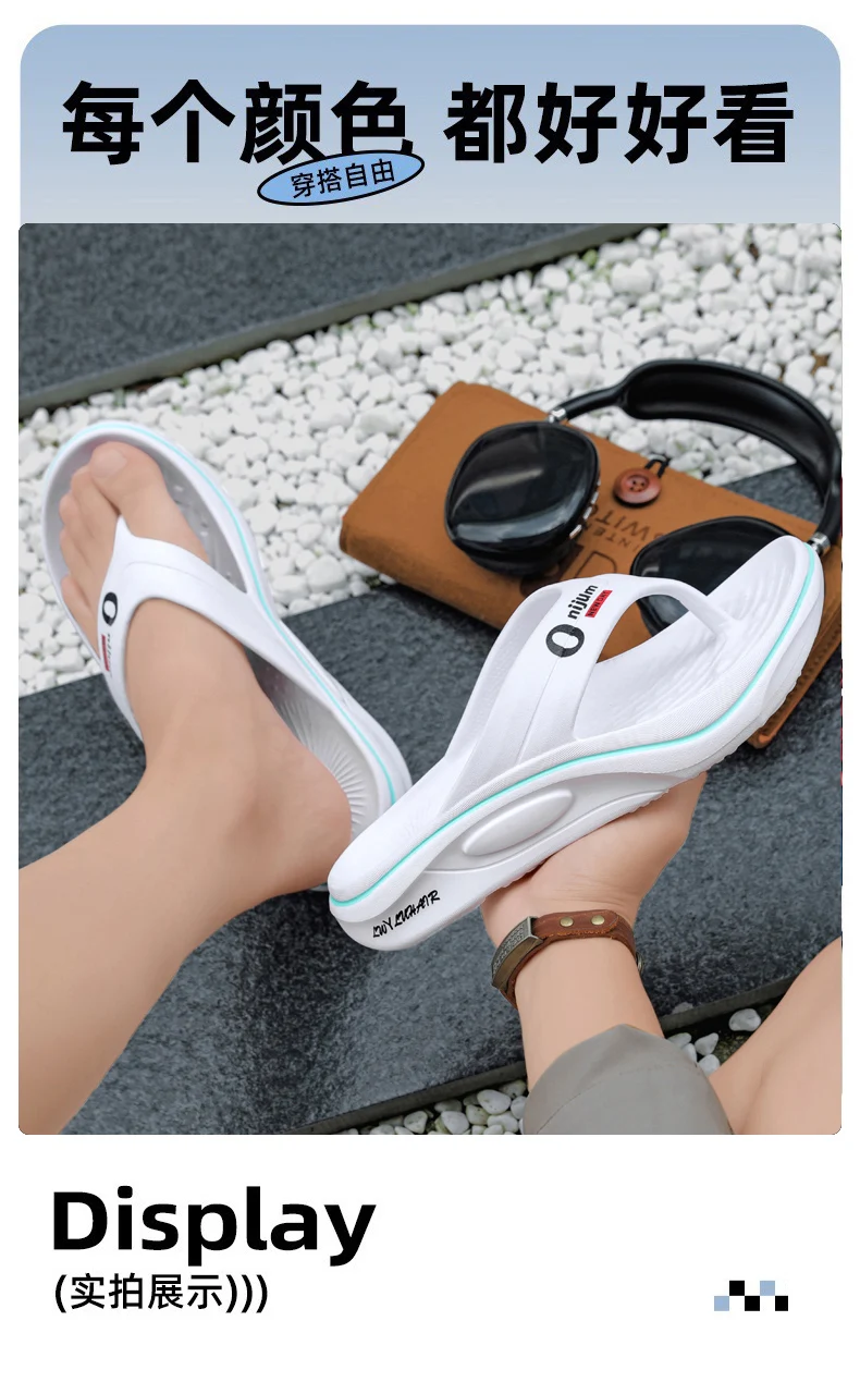 شباشب رجالية صيفية غير قابلة للانزلاق من مادة EVA صنادل منزلية خفيفة الوزن شرائح ناعمة عالية الجودة موضة حمام الشاطئ في الهواء الطلق