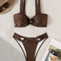 Sexy Two-Piece Bikini Set Women's Strapless Backless Design Cross-Border Swimsuit Sensual Diva Separate Swimwear from Mainland C
