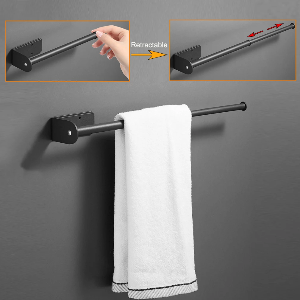 RetractableTowelRackBathroomHandTowelsHolderBarClothDryer